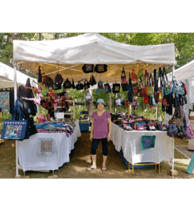 Photos of textiles and tote bags by Xee Yang